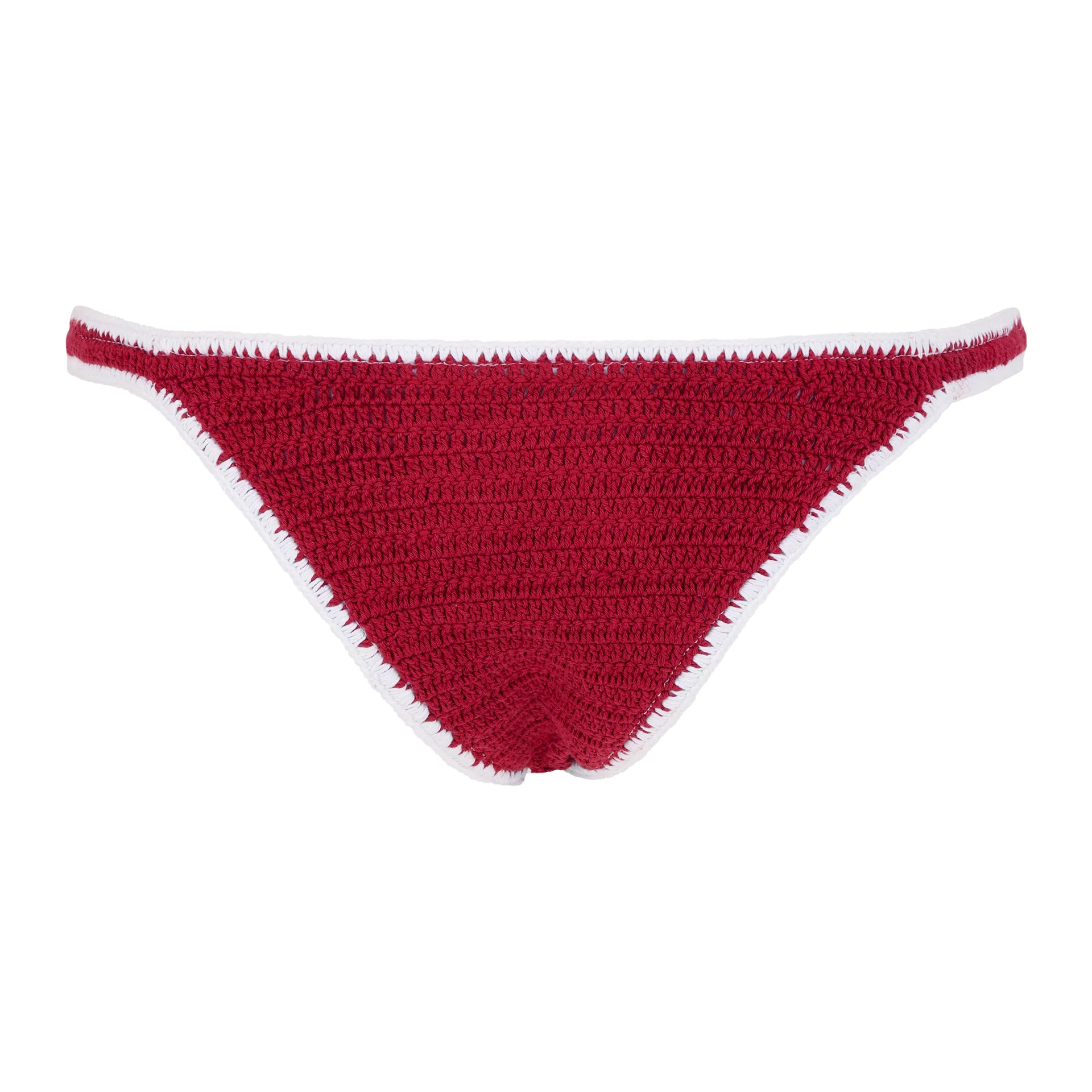 Coastal Crochet Bottom - Cherry Wine/White - Image 2